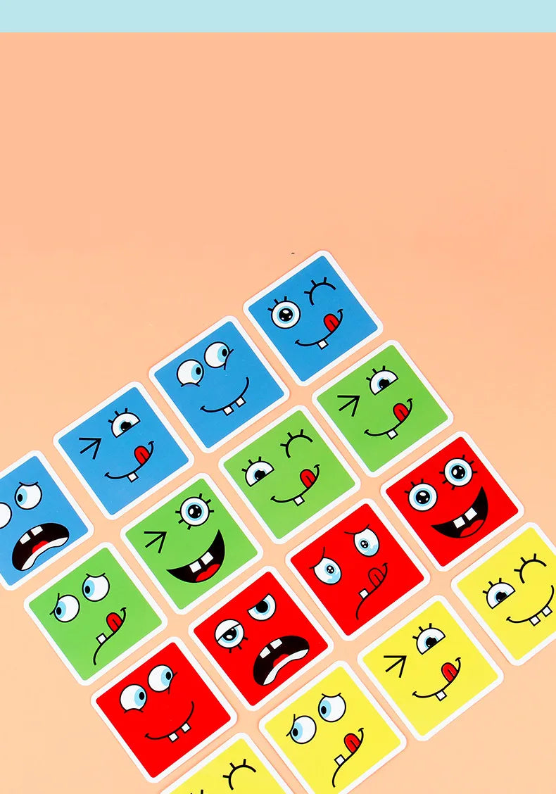 Datgo Träpussel – Ansiktsuttryck & Byggklossar – Montessori Spel för Barn