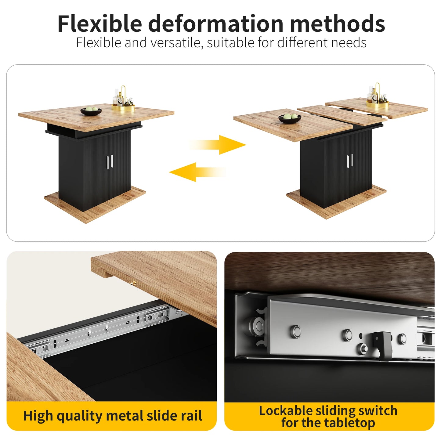 Utdragbart Matbord med Förvaring – 140 × 70 cm för Kök & Vardagsrum