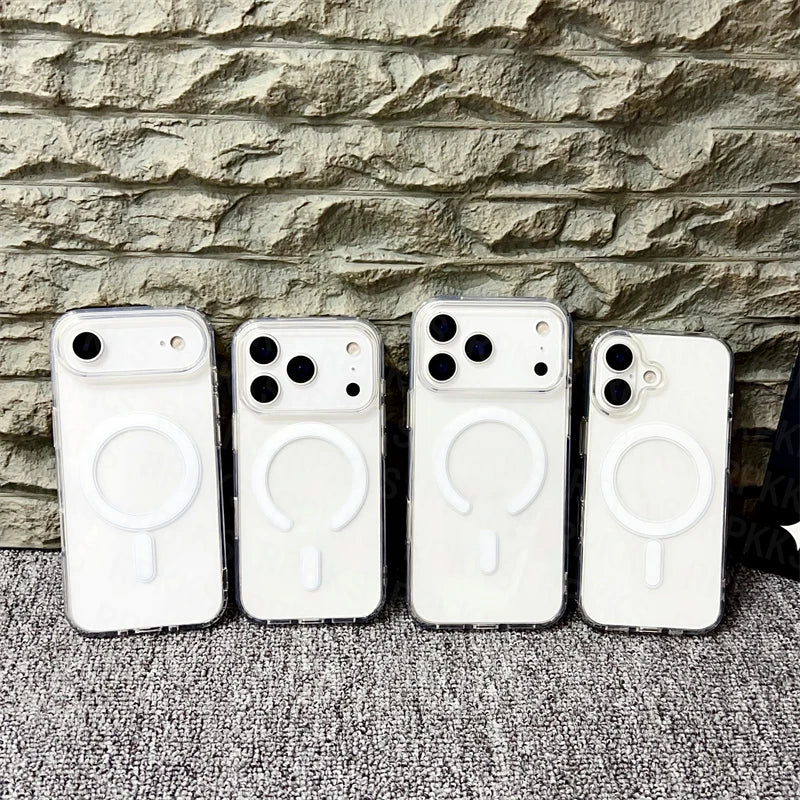 Magnetiskt Magsafe Skal – Transparent & Trådlös Laddning – För iPhone 11–17 Pro Max / Air / Mini