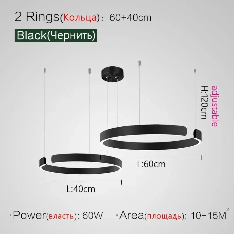 Minimalistisk LED Taklampa med Cirkulära Ringar – D40/D60