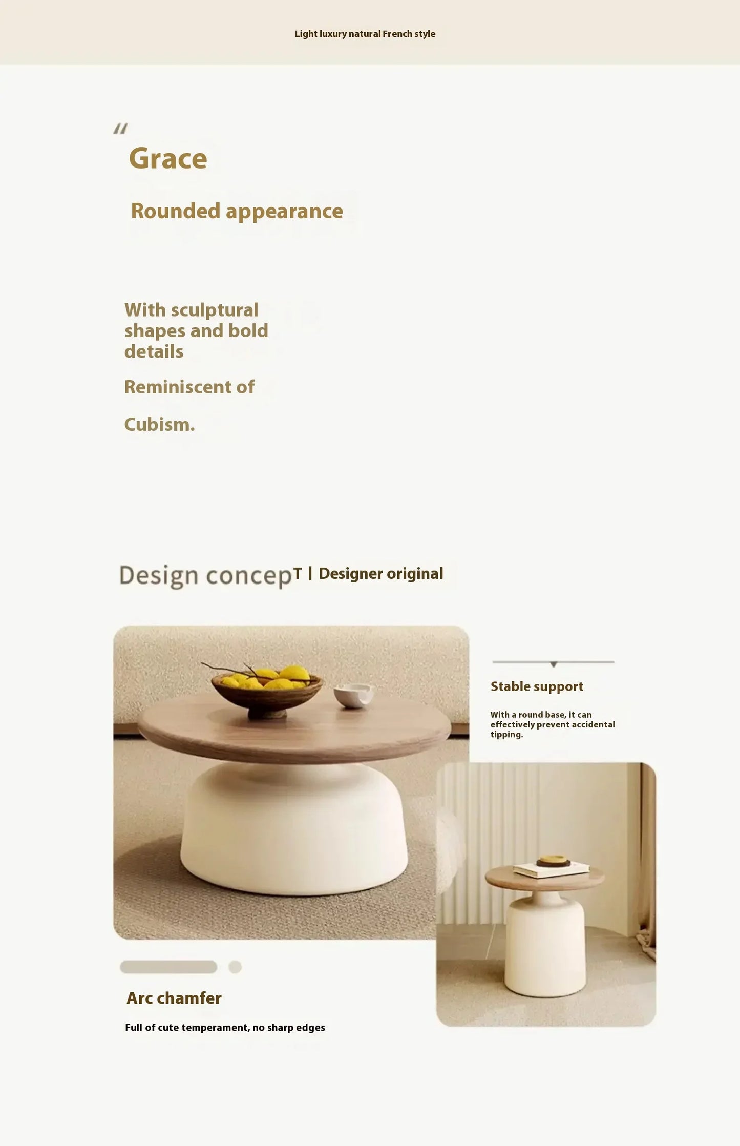 Nordisk Rund Soffbordssats – Modern Design i Trä & Vit Metall