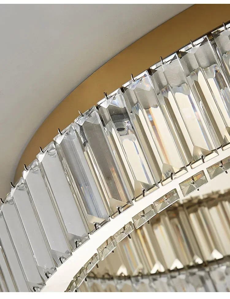 Kristallrund LED-taklampa – Lyxig Design i Guld & Silver för Hemmet