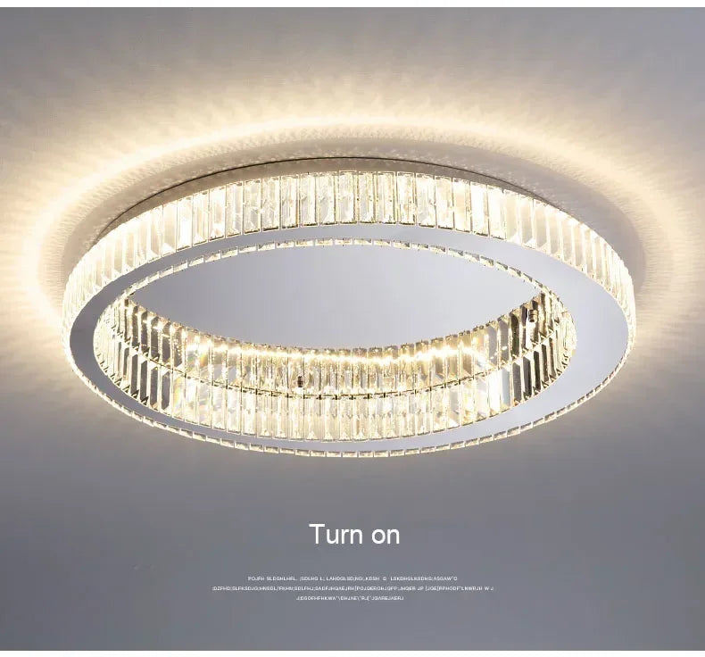 Kristallrund LED-taklampa – Lyxig Design i Guld & Silver för Hemmet