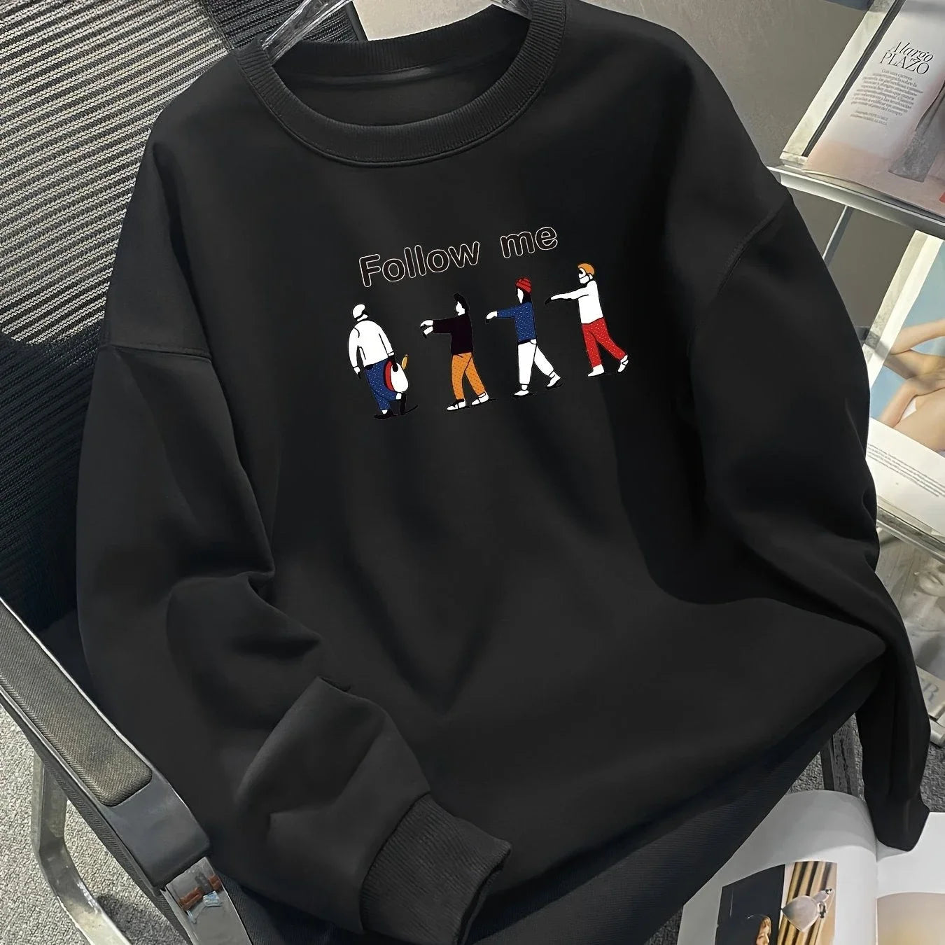 Herrtröja i Bomull – Tryckt Alfabetmotiv – Långärmad – Höst & Vinter – Casual Stil
