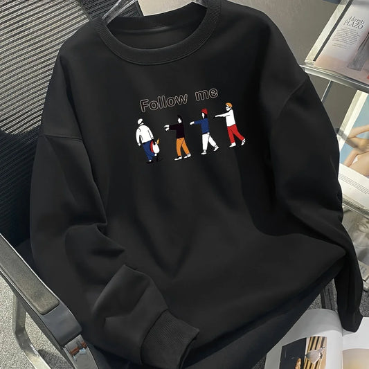 Herrtröja i Bomull – Tryckt Alfabetmotiv – Långärmad – Höst & Vinter – Casual Stil