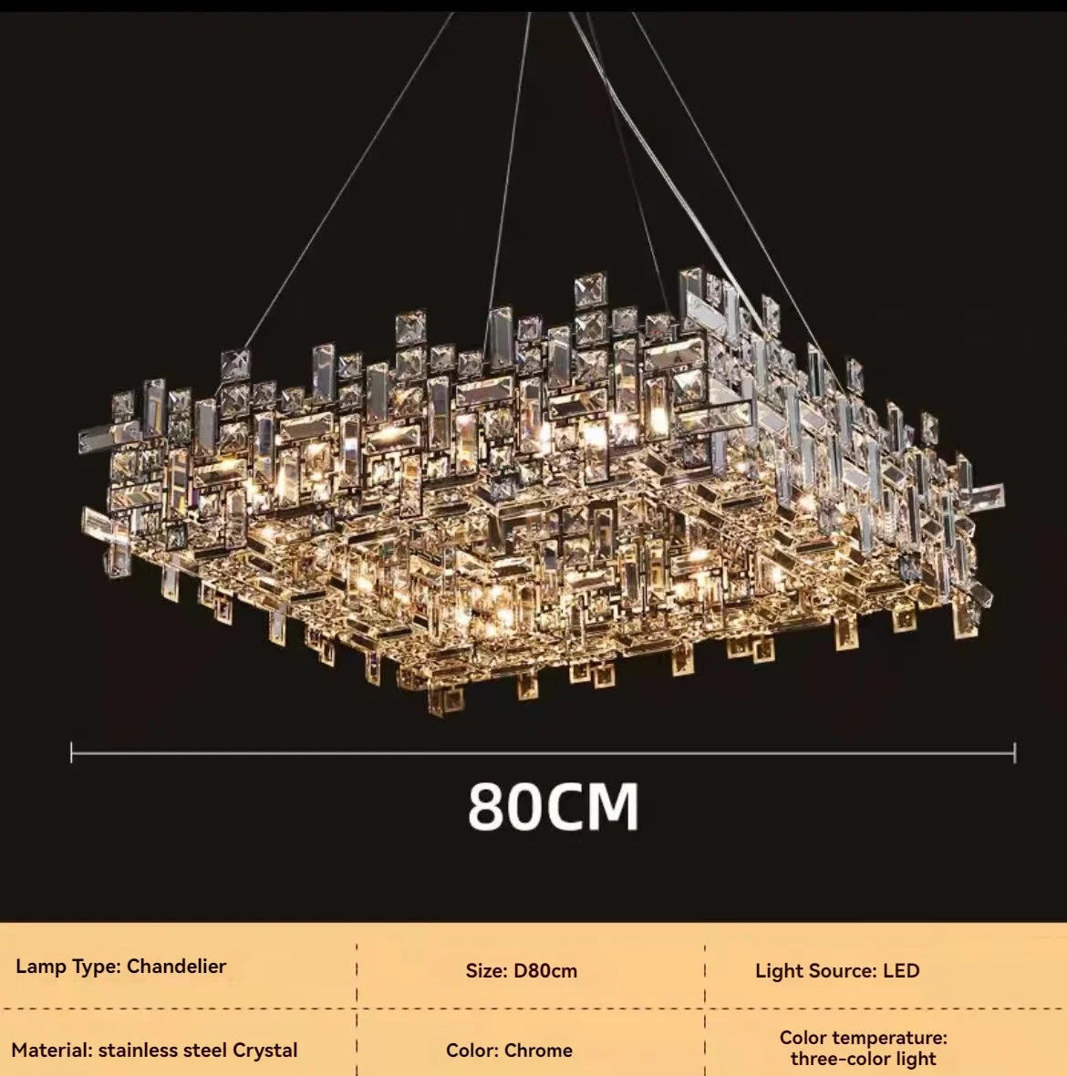 Italian Luxury Crystal Chandelier – Elegant LED Pendant Light for Living Room, Dining Room, Bedroom & Kitchen