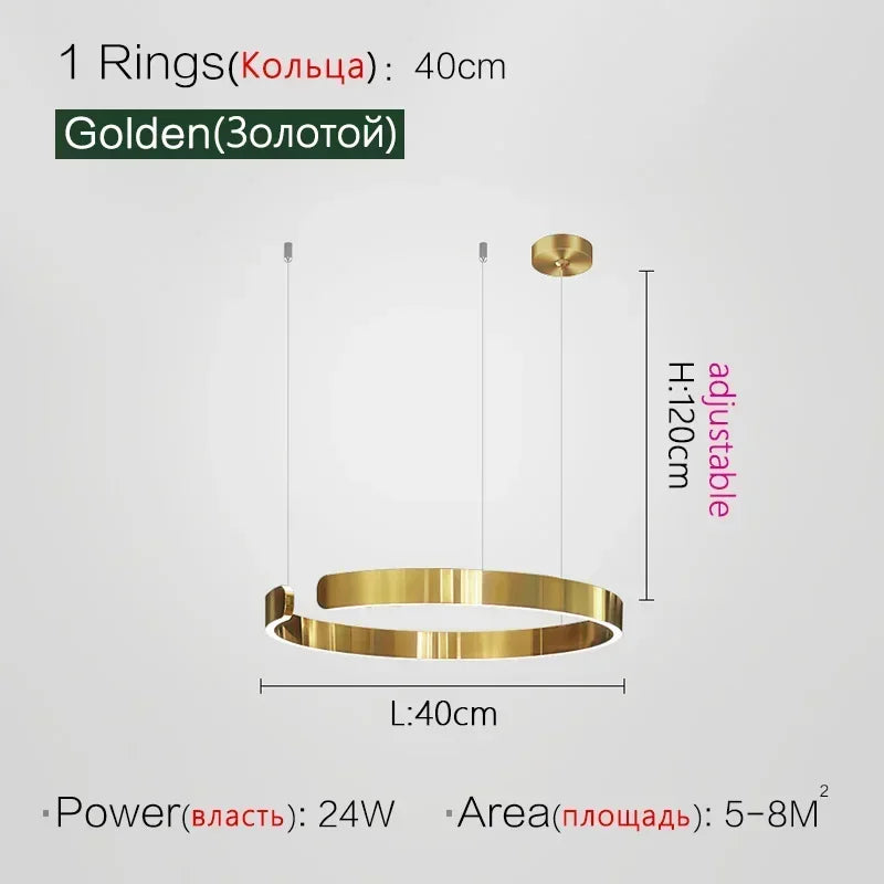 Minimalistisk LED Taklampa med Cirkulära Ringar – D40/D60