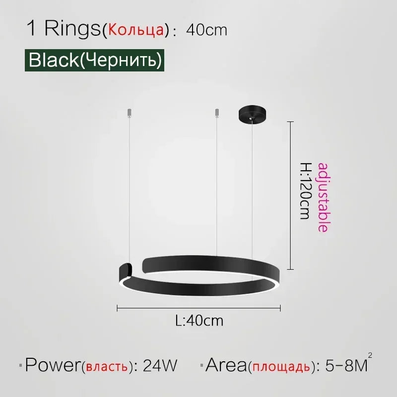 Minimalistisk LED Taklampa med Cirkulära Ringar – D40/D60