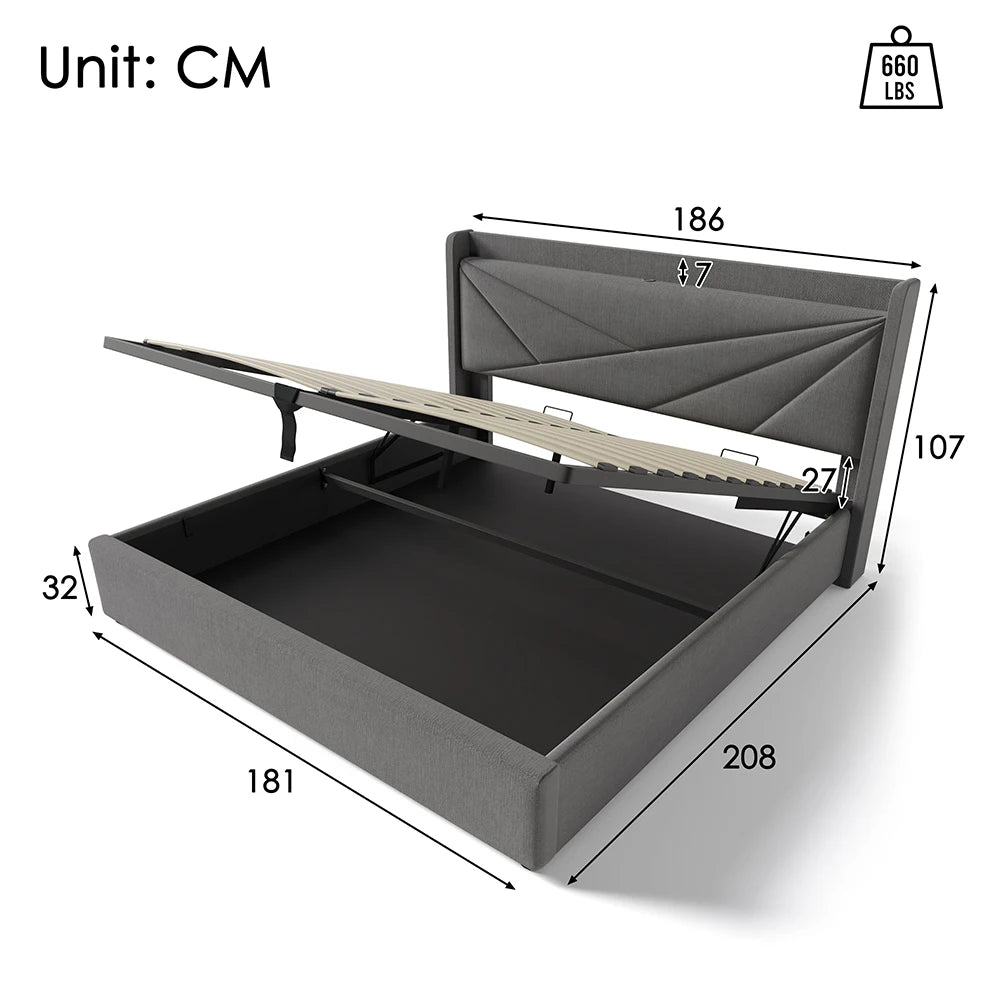 KOMHTOM Dubbelsöng med Förvaring & USB-C – Modern Design