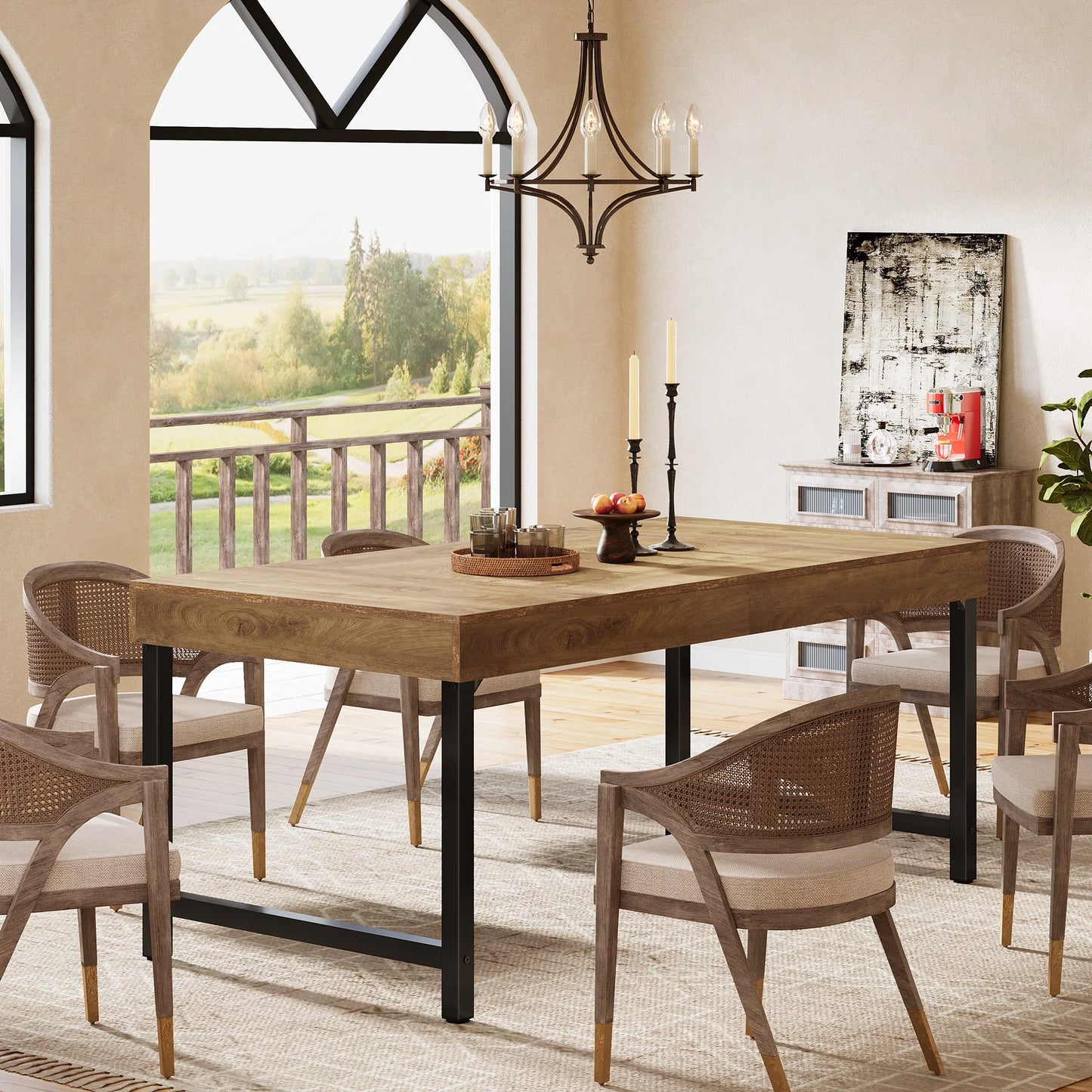 Tribesigns Matbord i lantlig stil – för 4–6 personer, 140 × 70 cm
