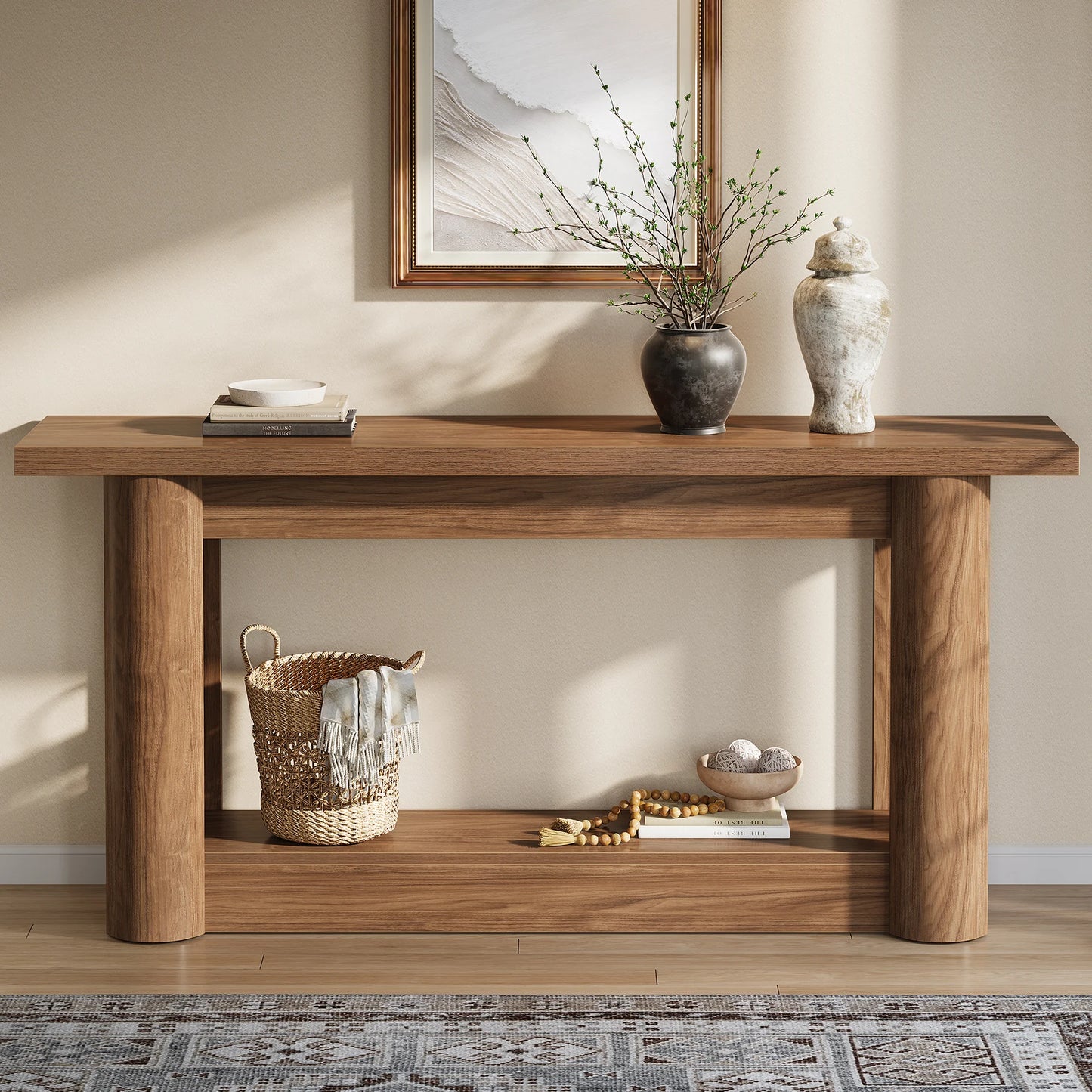 Tribesigns Konsolbord – Rustik Lantstil med Förvaring (160 cm)