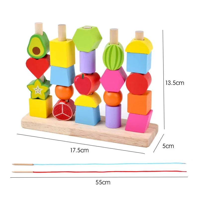 Montessori stapel- och sorteringsleksak i trä