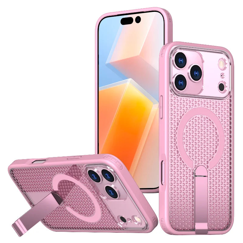 Magnetiskt Lyxskal med Stativ – För iPhone 17 Pro Max / Air – Magsafe-kompatibelt & Värmeavledande
