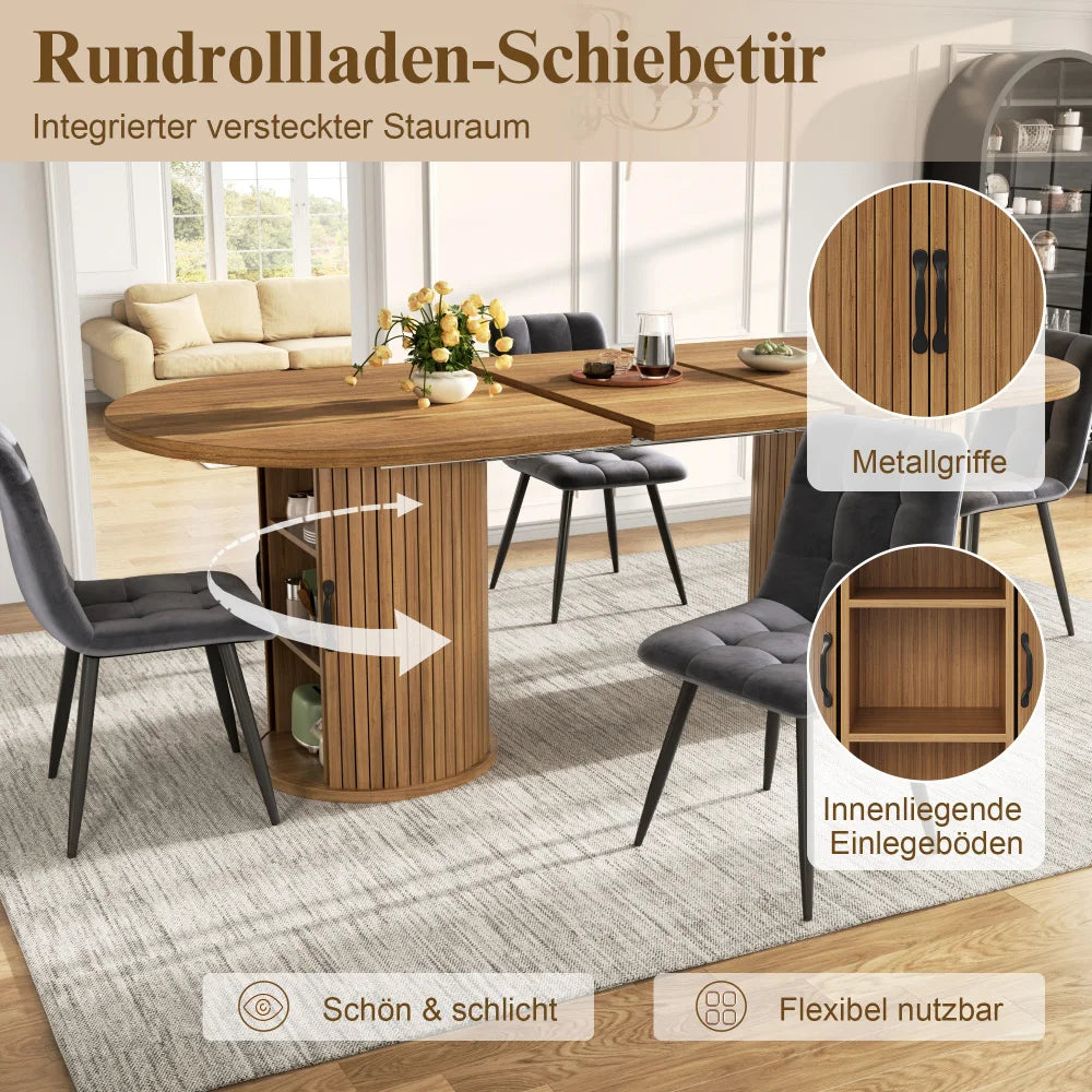 Utdragbart matbord med dold förvaring – MDF & metall