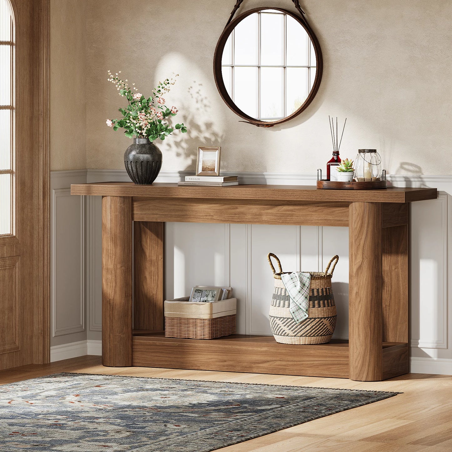 Tribesigns Konsolbord – Rustik Lantstil med Förvaring (160 cm)