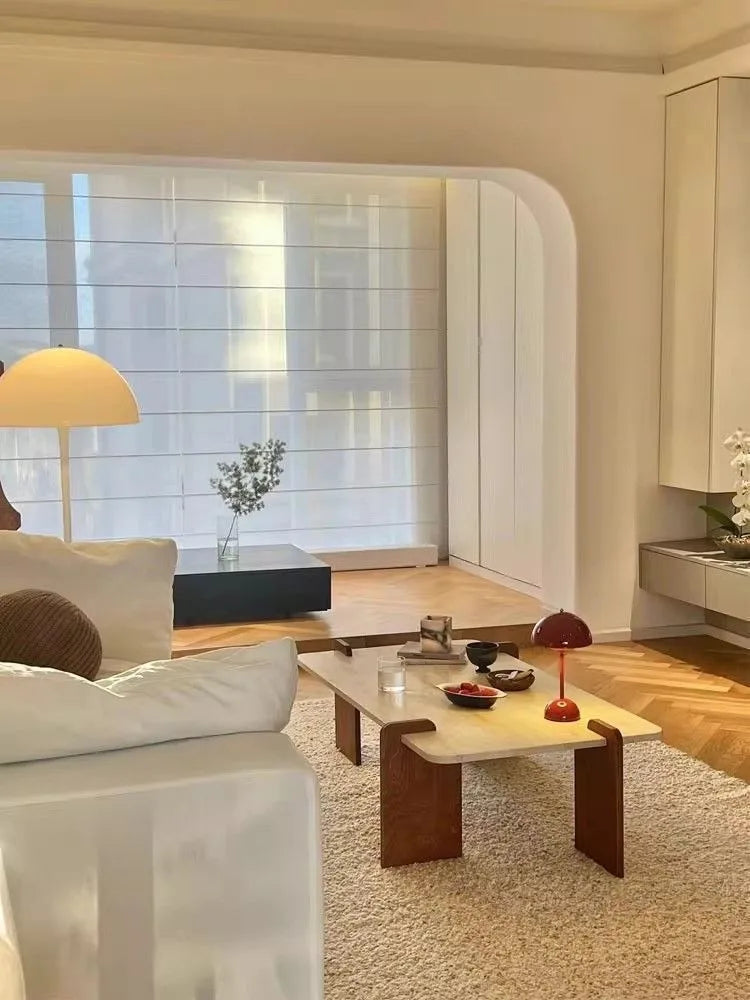 ☕ Nordiskt Soffbord – Rektangulärt Bord i Massivt Trä & Stenfinish