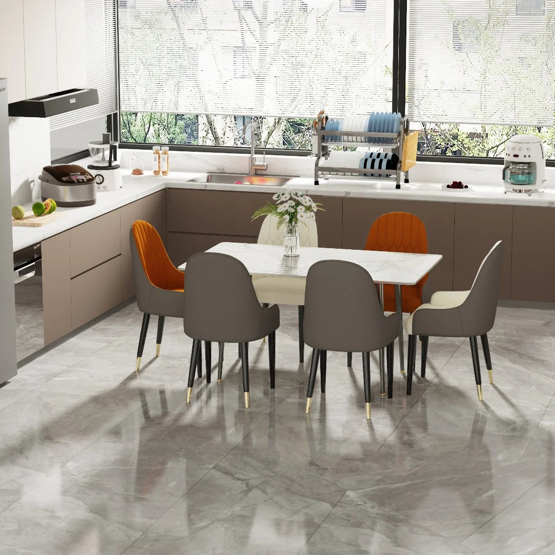 LUVODI Matbord 120 cm – Lyxigt Marmormönster med Metallben för 4–6 Personer