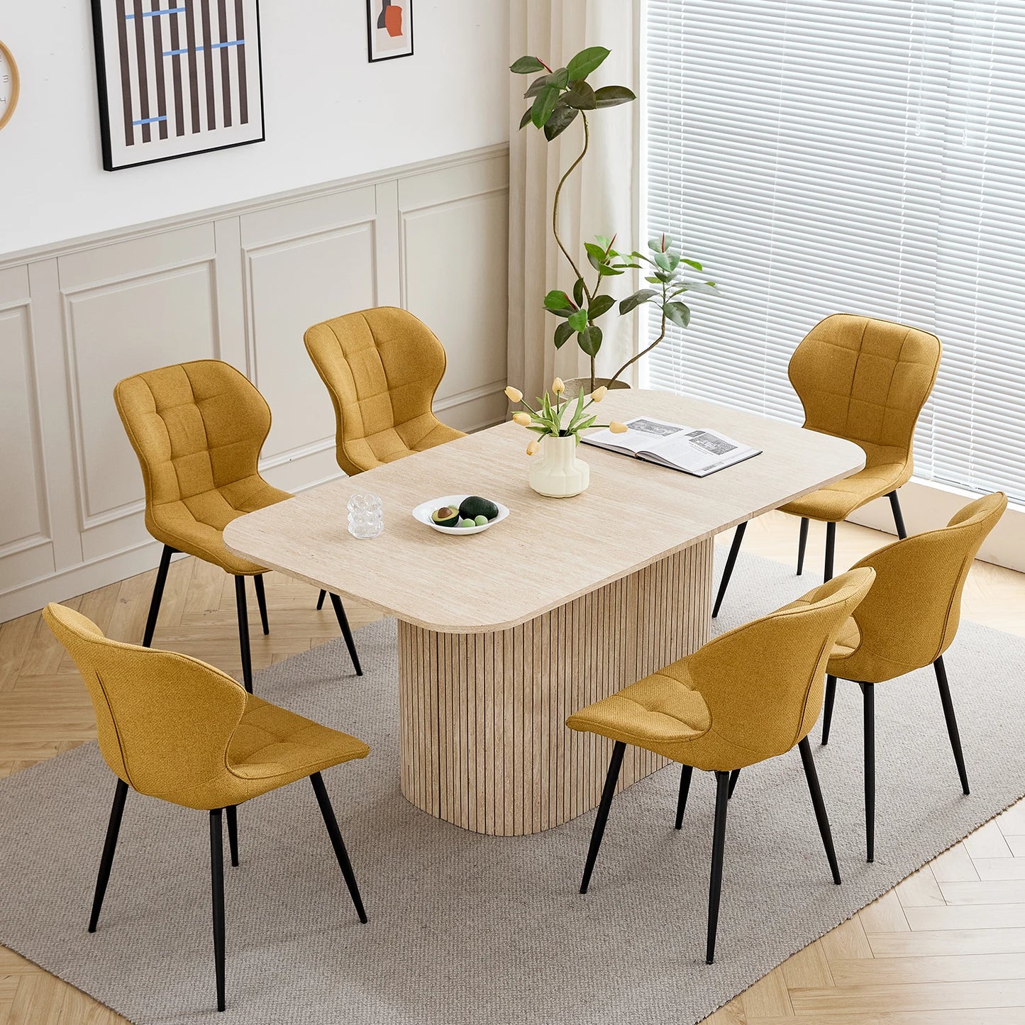 Nordic matbord i massivt trä, rektangulärt, 160 × 90 cm, för 4–6 personer