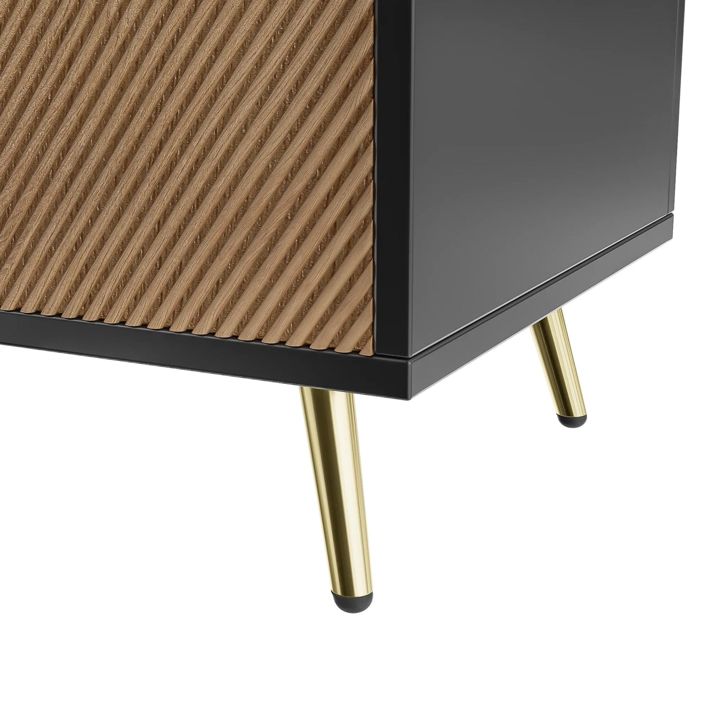 Sideboard 160 cm – Svart & Trä med Guldhandtag och Högglansiga Ben