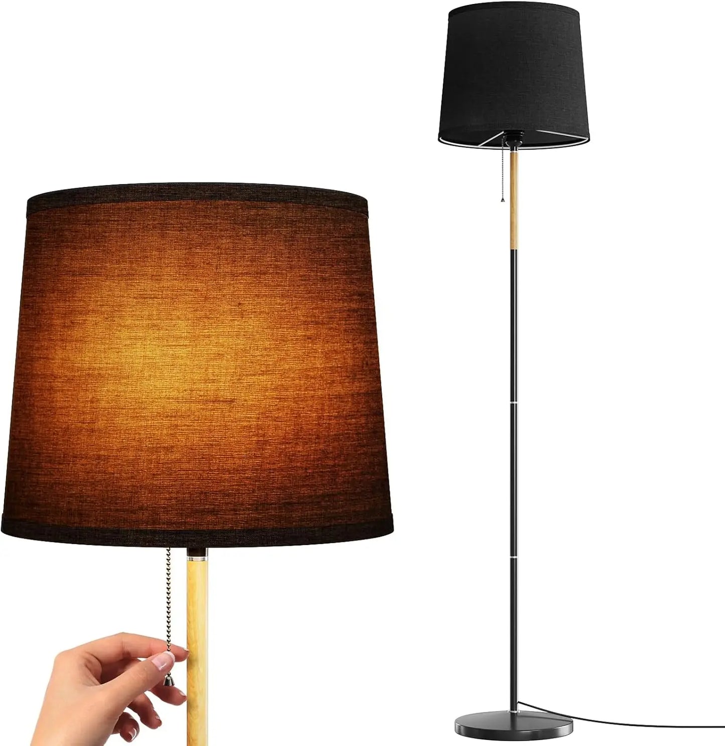 Modern Golvlampa 170 cm Beige med Tygskärm E27