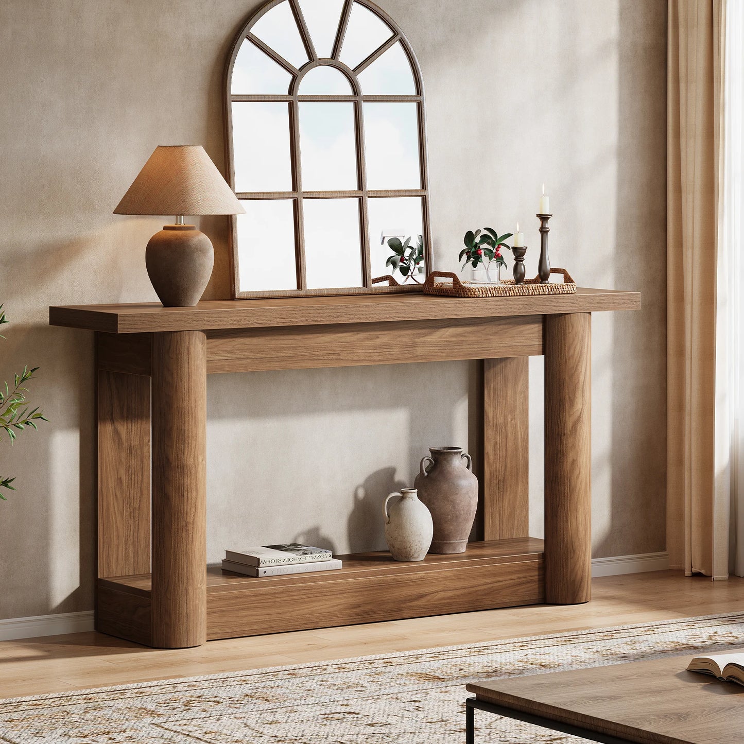 Tribesigns Konsolbord – Rustik Lantstil med Förvaring (160 cm)