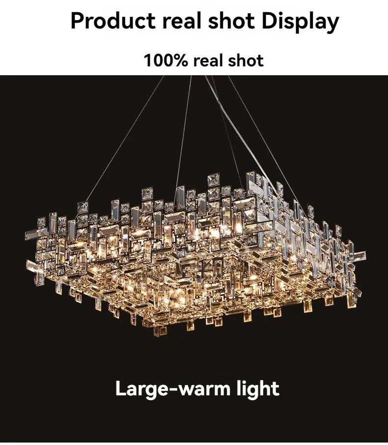 Italian Luxury Crystal Chandelier – Elegant LED Pendant Light for Living Room, Dining Room, Bedroom & Kitchen