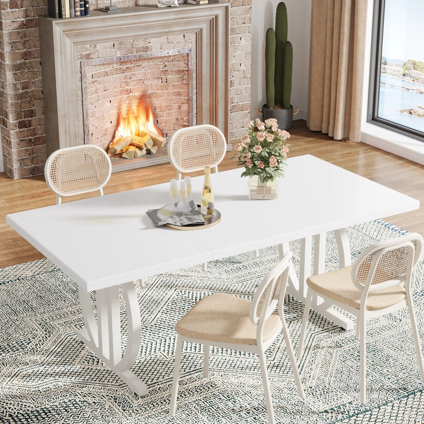 Tribesigns Matbord – Svart Industriell Design för 4–6 Personer (160 cm)