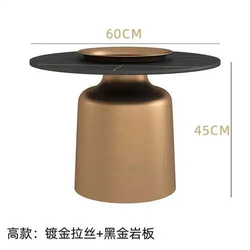 soffbord i marmorsten, fransk rund låg sidobord – nordisk uppsättning för vardagsrumsdekoration