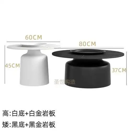 soffbord i marmorsten, fransk rund låg sidobord – nordisk uppsättning för vardagsrumsdekoration