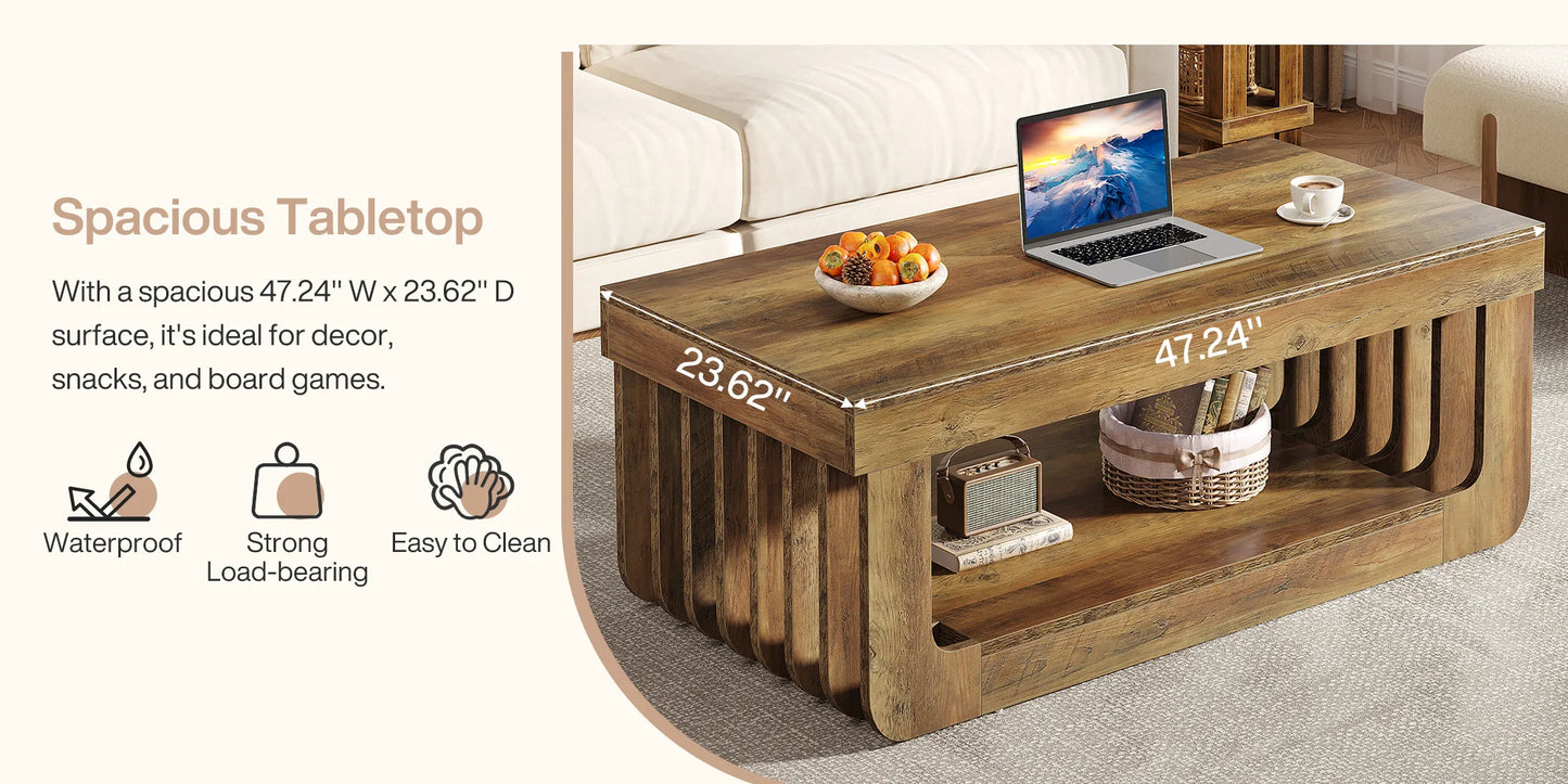 Tribesigns Rektangulärt Soffbord med Förvaring – 2 Våningar, 120 cm Bredd