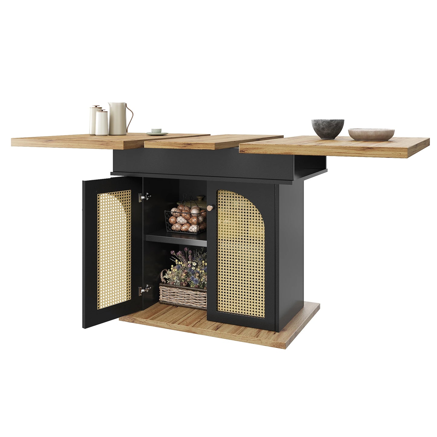 Utdragbart Matbord med Förvaring – Modern Design för Kök & Vardagsrum (110–140 × 80 cm)