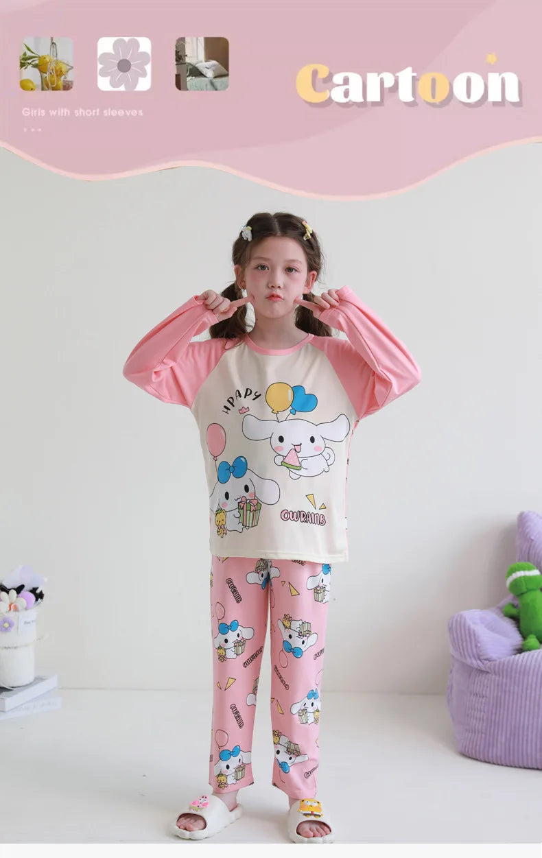 🧸 Sanrio Pyjamas för Barn – Kuromi, My Melody, Cinnamoroll – Långärmad – 100% Bomull – Kawaii Design