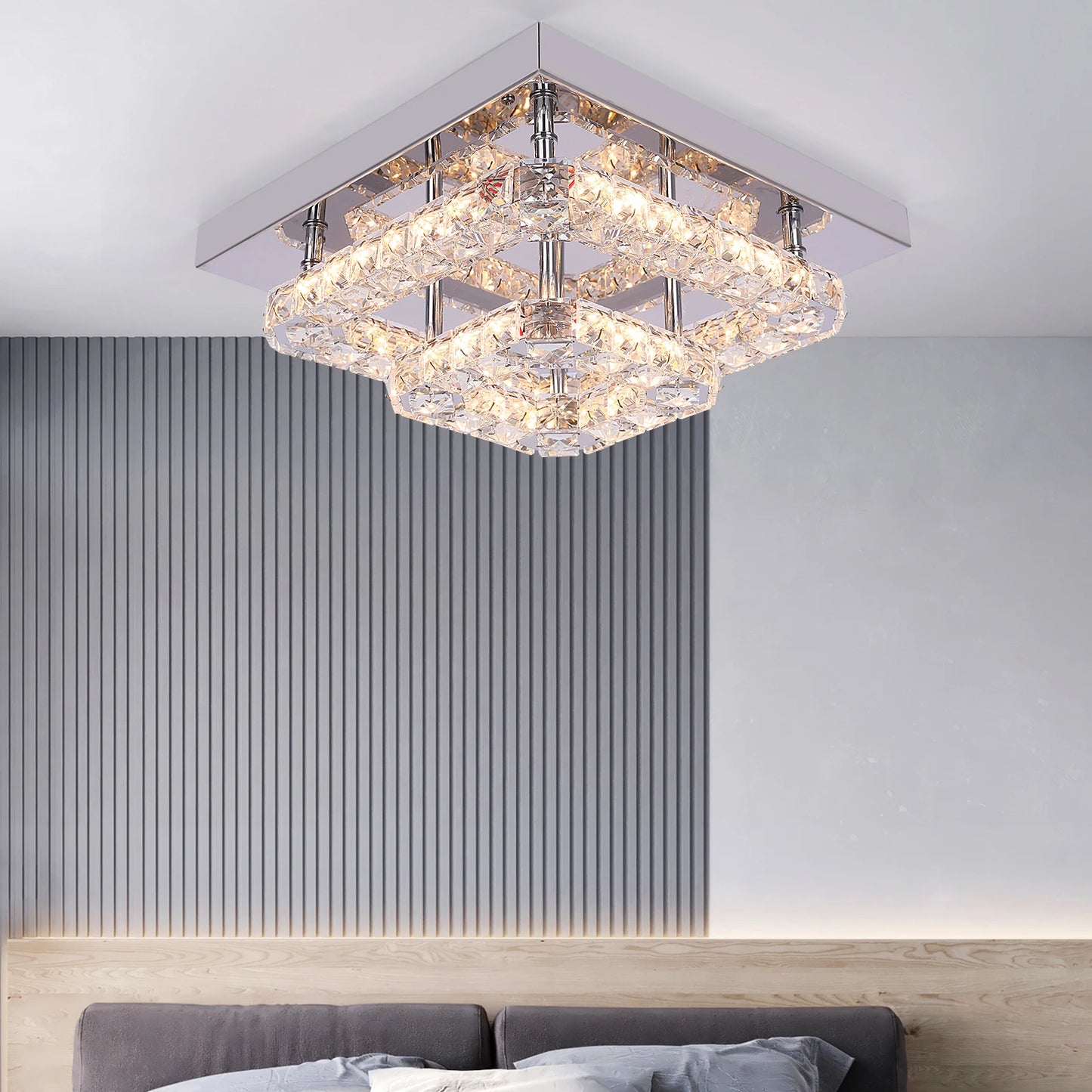 Vetrulus Kristallkrona – LED Taklampa i Lyxig Design (27 × 27 × 12 cm)