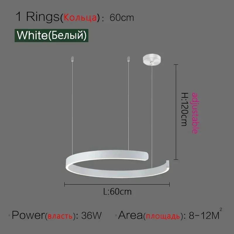 Minimalistisk LED Taklampa med Cirkulära Ringar – D40/D60