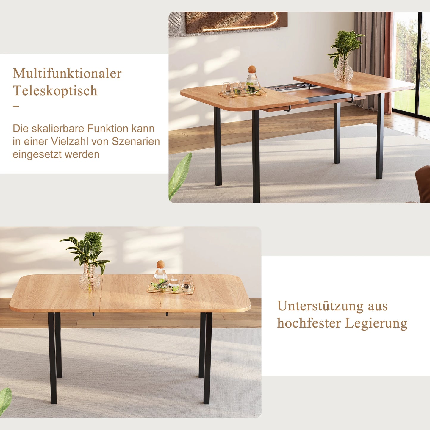 Utdragbart Matbord i Naturlig Träfärg – 120–160 cm för Vardagsbruk & Fest