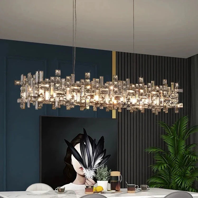 Italian Luxury Crystal Chandelier – Elegant LED Pendant Light for Living Room, Dining Room, Bedroom & Kitchen