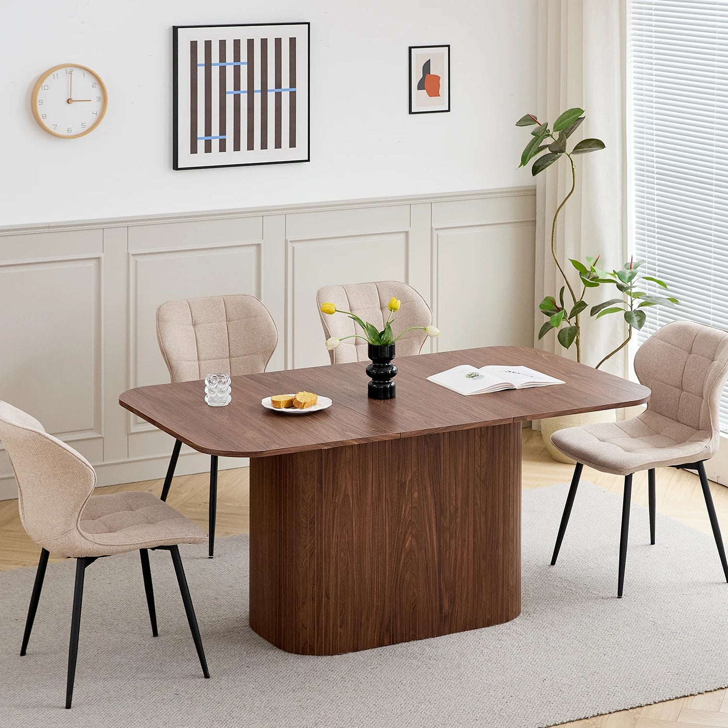 Nordic matbord i massivt trä, rektangulärt, 160 × 90 cm, för 4–6 personer