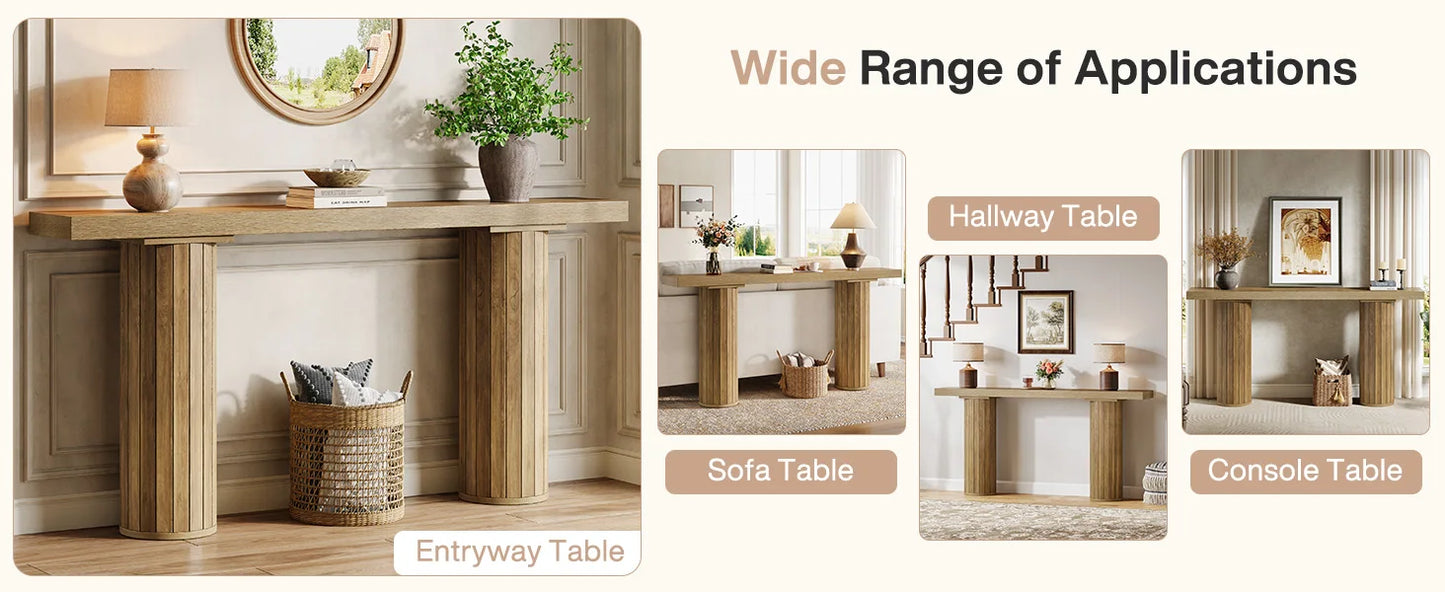 Tribesigns 160 cm lantligt konsolbord – extra långt träbord för hall, vardagsrum eller bakom soffan