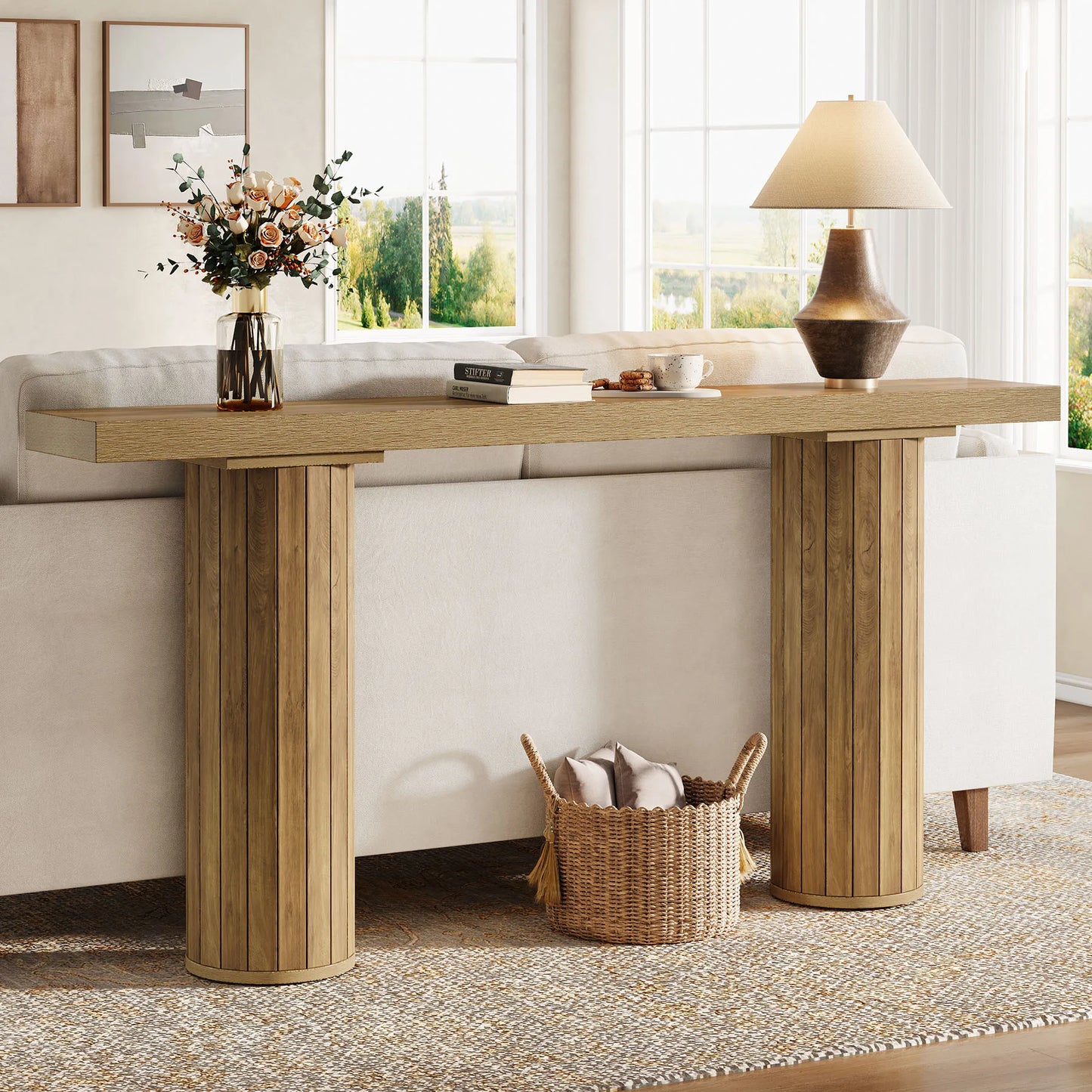 Tribesigns 160 cm lantligt konsolbord – extra långt träbord för hall, vardagsrum eller bakom soffan