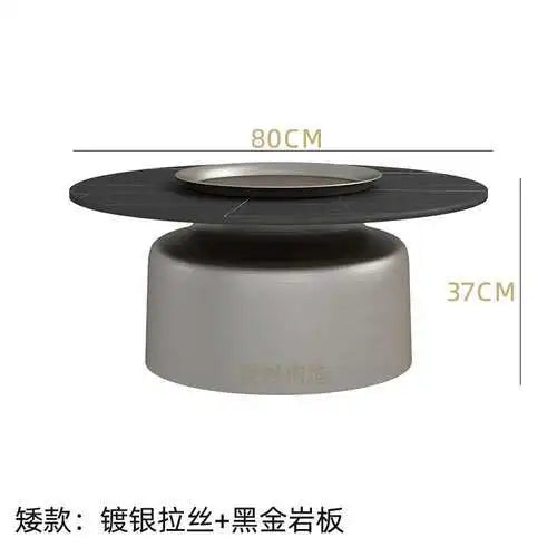 soffbord i marmorsten, fransk rund låg sidobord – nordisk uppsättning för vardagsrumsdekoration