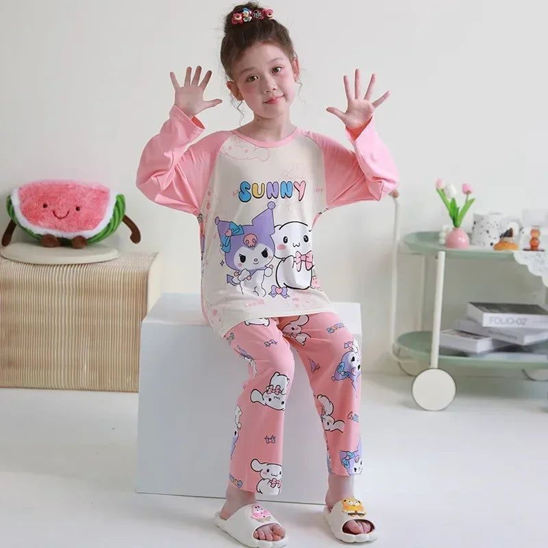 🧸 Sanrio Pyjamas för Barn – Kuromi, My Melody, Cinnamoroll – Långärmad – 100% Bomull – Kawaii Design