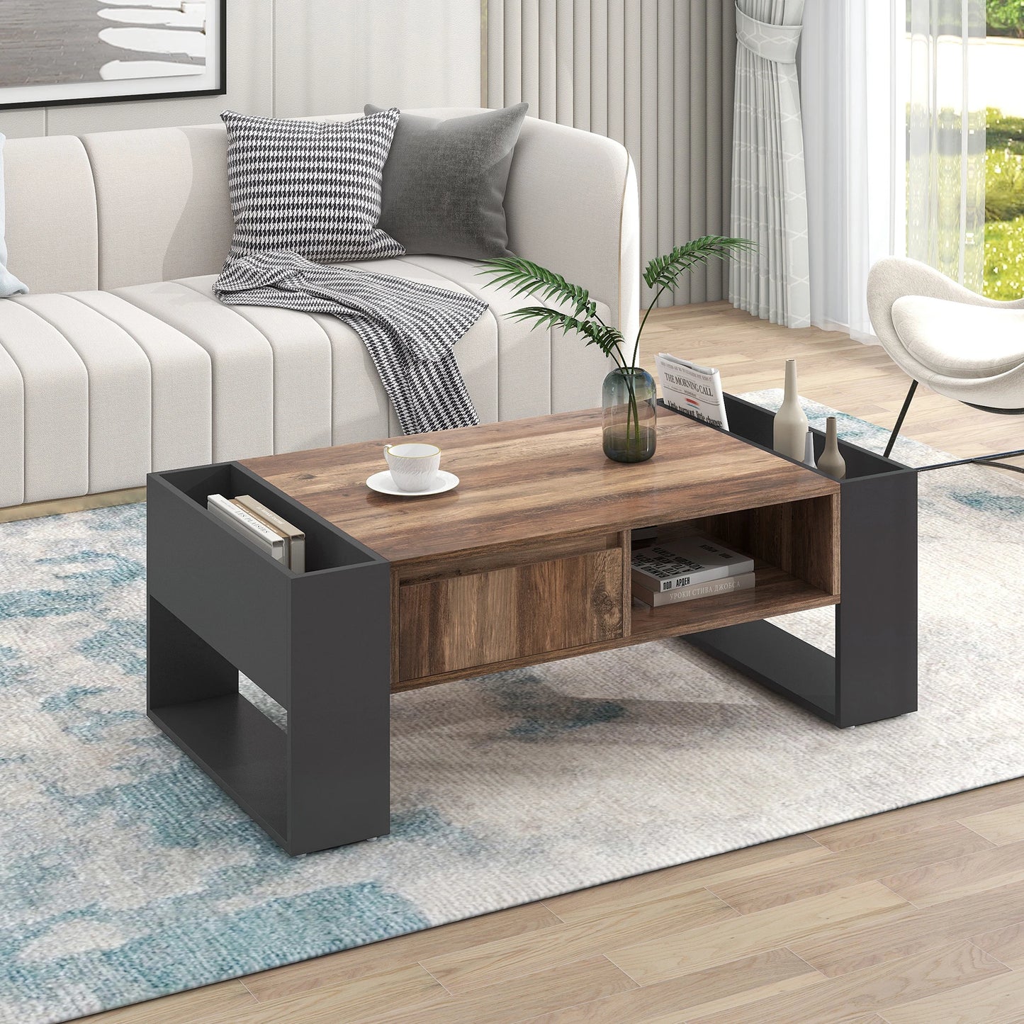 Soffbord med Dolda Lådor – Klassisk Trädesign med Smart Förvaring