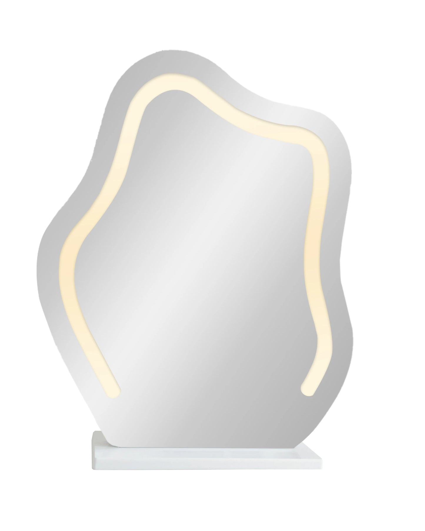 Sminkbord med LED-spegel – Modern Vit Design med Utdragbar Funktion