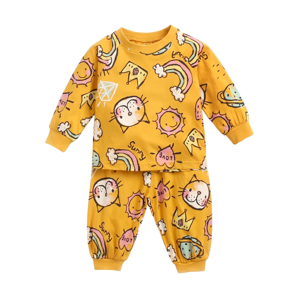 Sanlutoz Baby Pyjamas – 100% Kammad Bomull – Djurmotiv – 2-delad Set för Nyfödda & Småbarn (0–4 år)