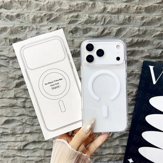 Magnetiskt Magsafe Skal – Transparent & Trådlös Laddning – För iPhone 11–17 Pro Max / Air / Mini