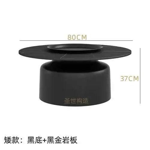 soffbord i marmorsten, fransk rund låg sidobord – nordisk uppsättning för vardagsrumsdekoration