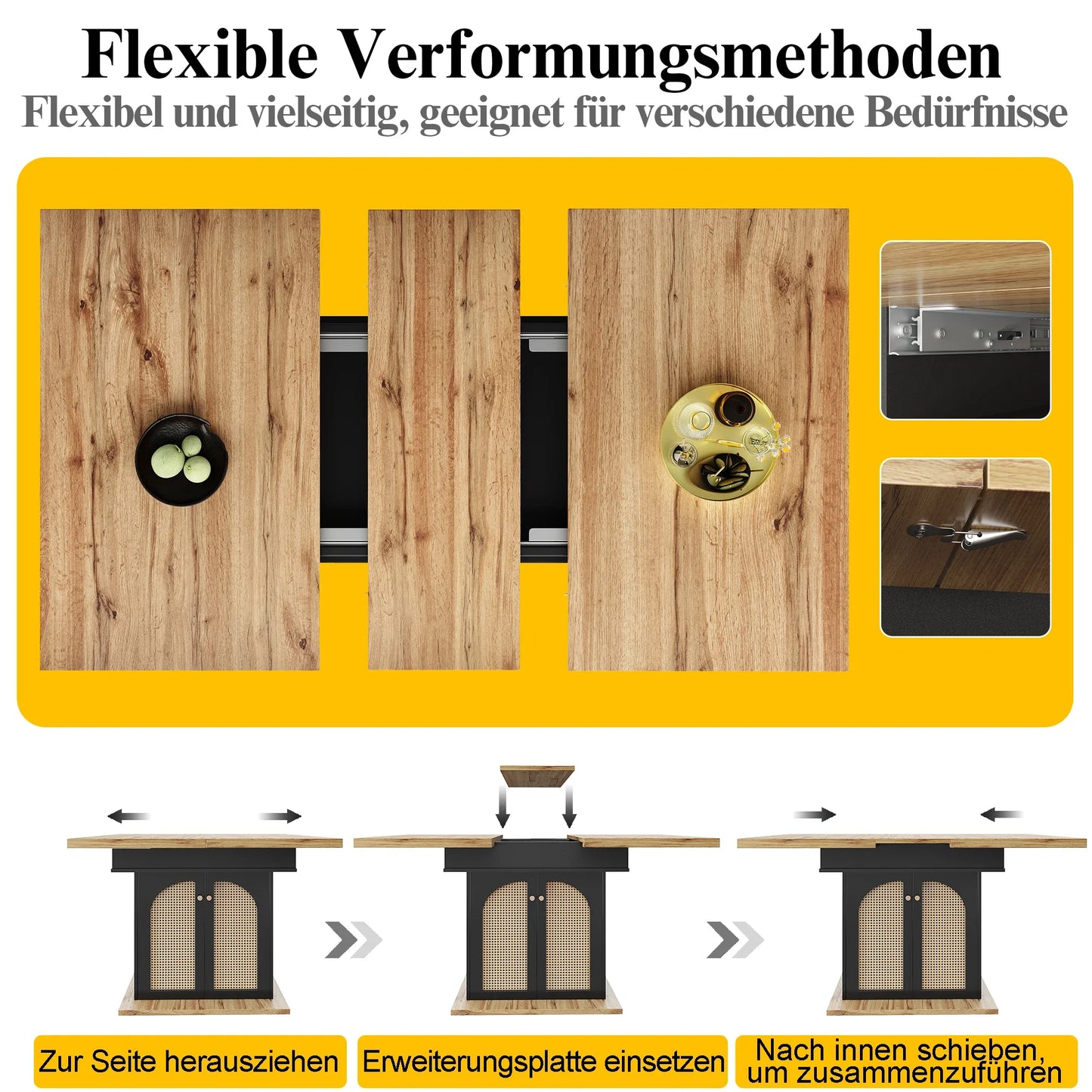 Utdragbart Matbord med Förvaring – Modern Design för Kök & Vardagsrum (110–140 × 80 cm)