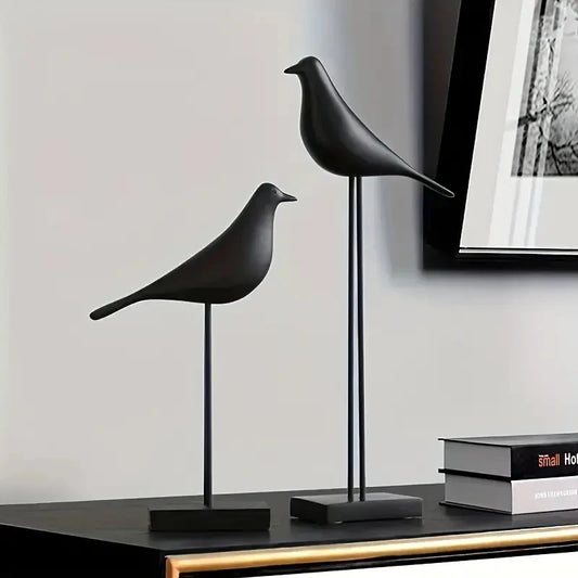 Nordisk Fågelstaty i Resin – Handgjord Dekoration för Hem & Kontor – Modern Stil