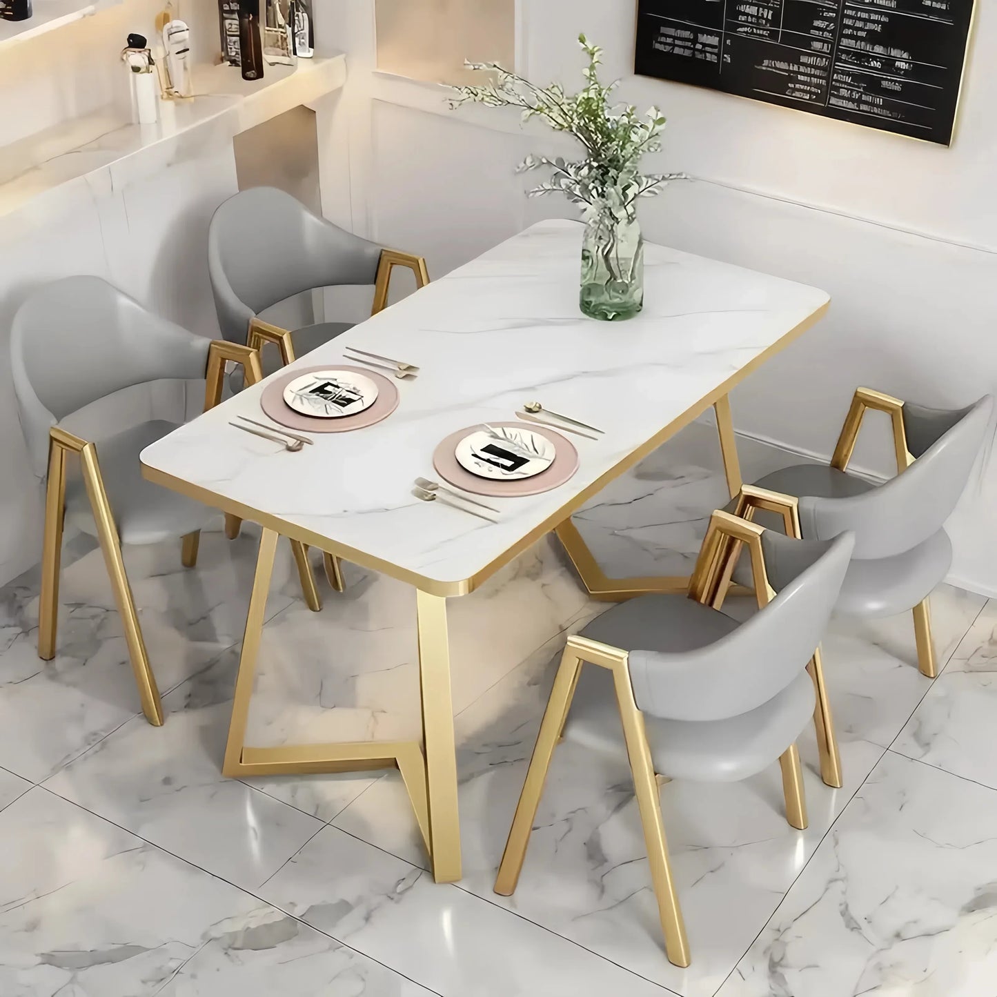 Komplett Matgrupp – Modernt Bord & 4 Stolar i MDF-trä