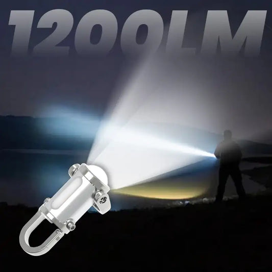 1200LM Superljus Mini Nyckelringsficklampa – Vattentät & USB-Uppladdningsbar – För Camping & Nödsituationer